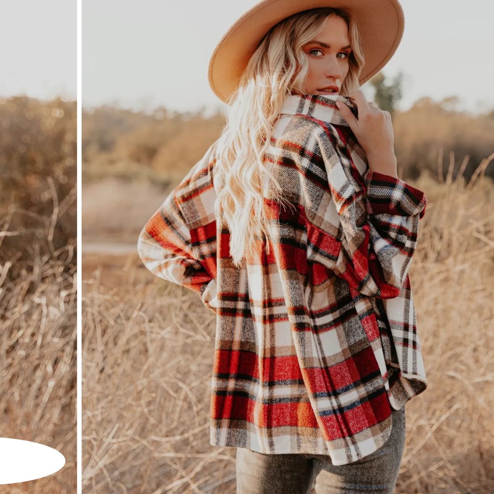 Liverpool plaid button down shacket - Picture 6 of 8